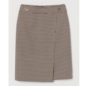 H&M MIDI skirt in brown houndstooth pattern